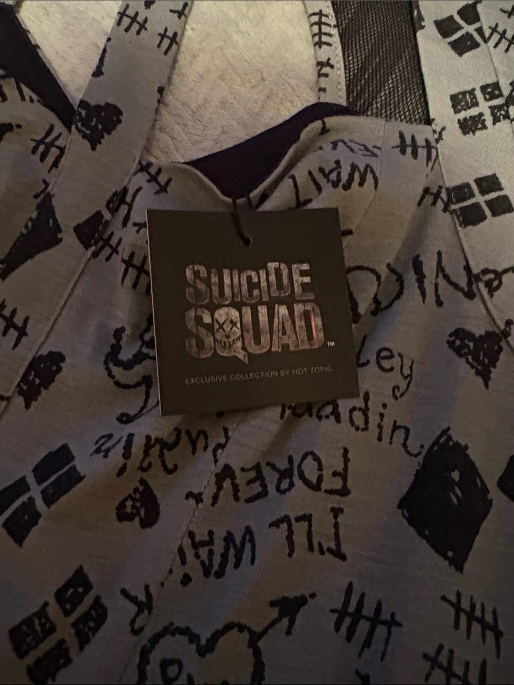 Hot Topic Gray Harley Quinn Print Cutout Skater Dress - Picture 3 of 4